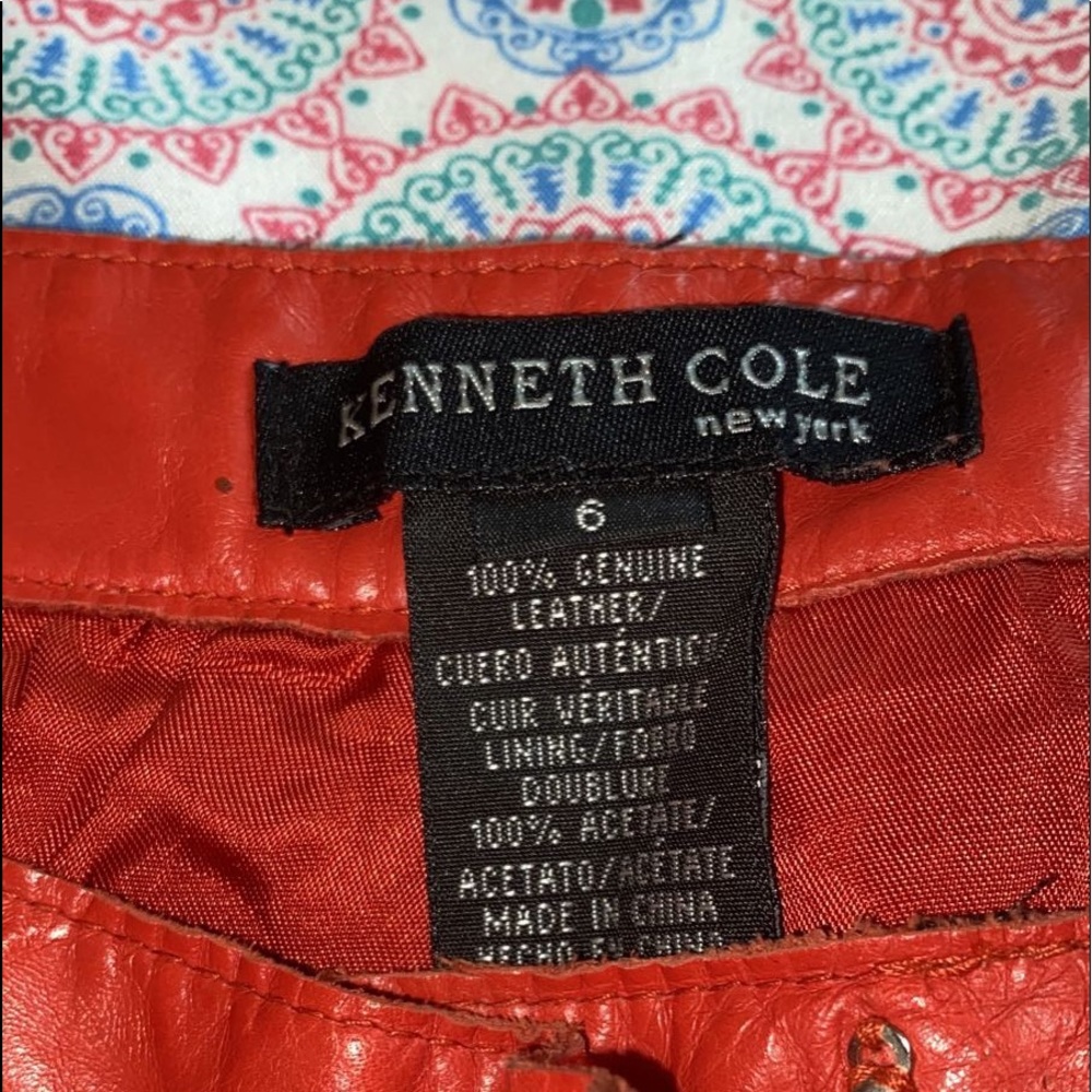 Kenneth Cole red leather pants